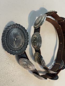 Handcrafted Sterling silver Concho Belt by Navajo Artist Aspen Hawk