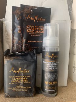 Shea Moisture African Black Soap Charcoal Bamboo Foaming Face Wash Facial Wipes Mud Clay Mask