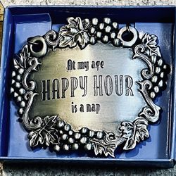 Vintage Ganz Wine Bottle or Decanter Hanging Tag w/ Chain NIB