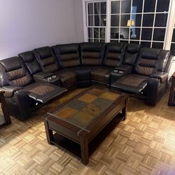 Brand new leather recliner sectional- shop now pay later