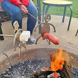Hot Dog Roaster, Stainless Steel Marshmallow Roaster, camping, Novelty BBQ Tools, Barbecue Forks Accessories for Campfire, Bonfire Grill Boy+Girl