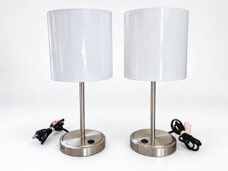 Set of 2 Modern Table Lamps with USB Ports – Original Protective Wrap