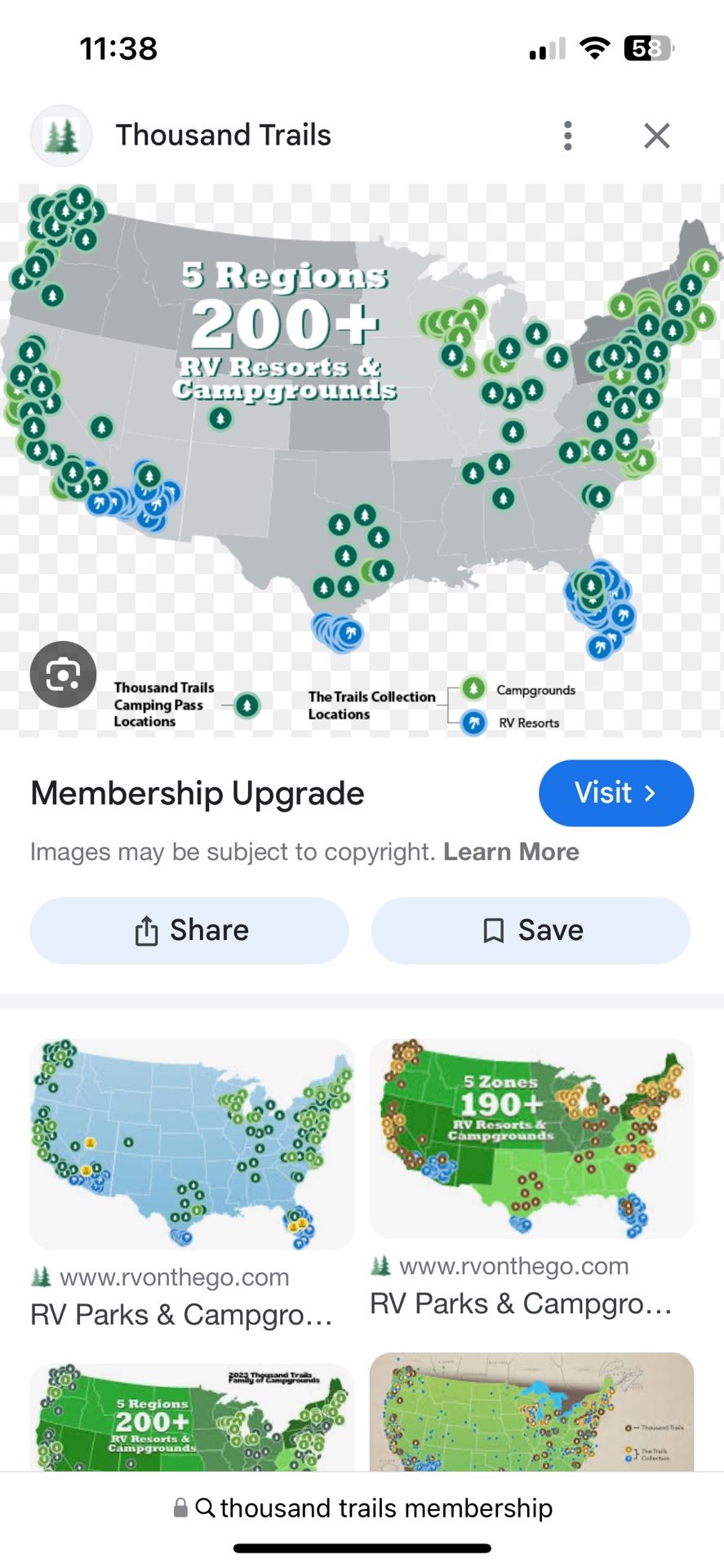 Thousand Trails Life Time Membership Pass