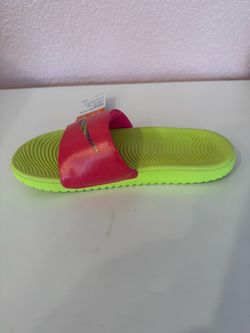 Nike Slide Sandal Neon Yellow and Pink