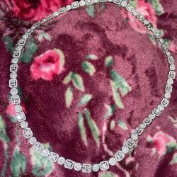 Solid Silver Necklace With Moissanite Diamonds