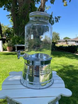 SAZON Glass Beverage Dispenser  w/ Galvanized Ice Bucket 🧊 Like New 🧊
