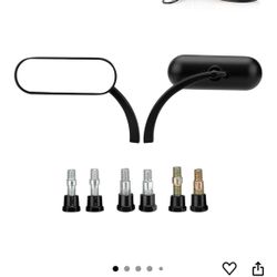 LKV Motorcycle Oval Mini Rearview Mirrors 8MM 10MM Universal Rear View Side Mirror 360 Degree Rotation Black Replacement for Harley Honda Kawasaki Suz