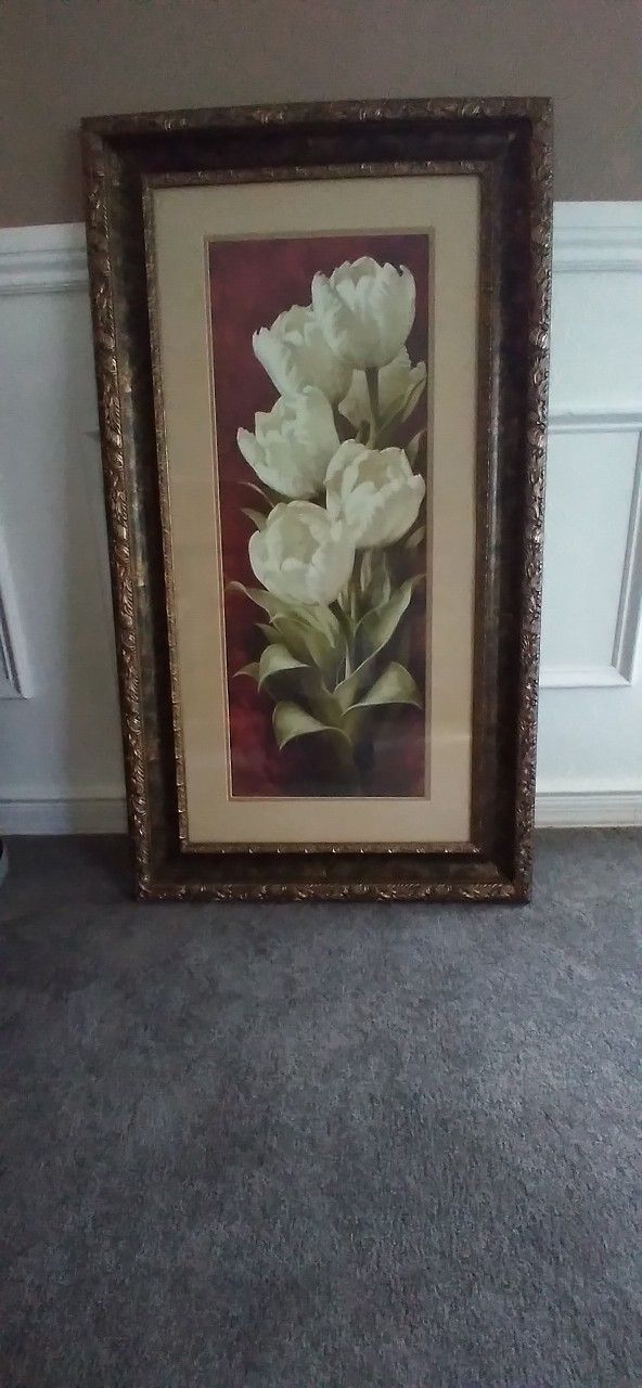 Beautifully Framed Tulips By Bassett Fine Art