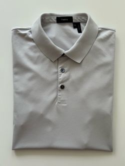 Theory Men’s Gray Polo Shirt Size M Short Sleeve Casual Designer