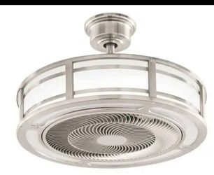 Ceiling Fan 23"Brette III  Dimmable Integrated LED,3 Speeds Reverse Remote Weather Resistant Dual Mount In/Outdoor In Brushed Nickel