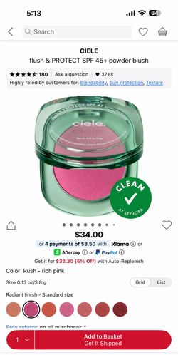 CIELE  flush & PROTECT SPF 45+ powder blush