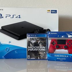 Factory-Sealed PS4 Slim Console Bundle, Low Firmware