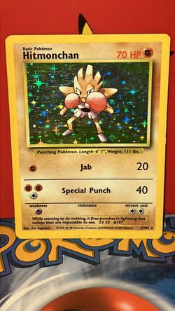 Hitmonchan Pokemon Base Set Holo Rare Near Mint vintage original 