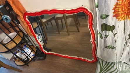 Red painted mirror