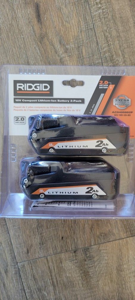 Ridgid 2 Pack Batteries