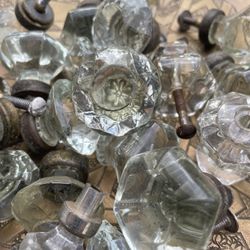 Vintage Small Glass Door Knobs, Dresser Drawer Knobs