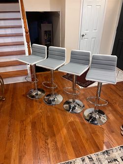 Costway Set of 4 Bar Stools Adjustable Barstool PU Leather Swivel Pub