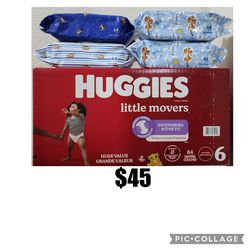 Huggies Size 6 And 4 Wipes 