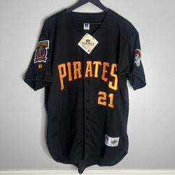 Pittsburgh Pirates Roberto Clemente Baseball Jersey Mens 48 Black Russell Athletic Diamond Collection