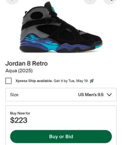 Aqua Jordan 8 (2025) Men's Size 9.5