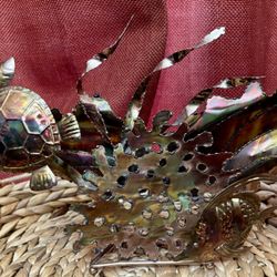 Metal Coral Reef Fish Art Turtle 