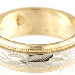 Unisex Wedding Band 14kt Yellow And White Gold Solid 