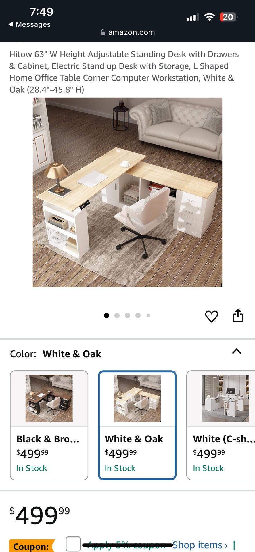 L Shaped Standing Desk.