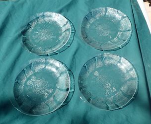 Vintage Set of 4 Arcoroc Fleur Dinner Plate Glass France
