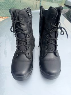 Black Tactical Boots with Side Zipper