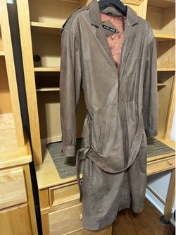 PRICE DROP: VTG MEN’S warm lined DISTRESSED BROWN LEATHER Trench Coat by AM2, L-
