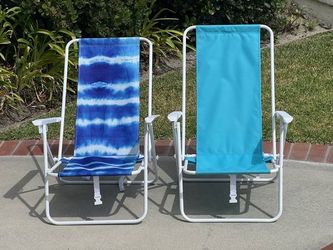 Cheap! Backpack Style Beach Chairs (2 for $20) Tie Dye Blue & Turquoise