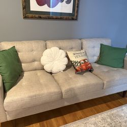 Cream Upholstered Couch 