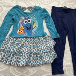 3t Set Girl Finding Dori Dress With Leggings 