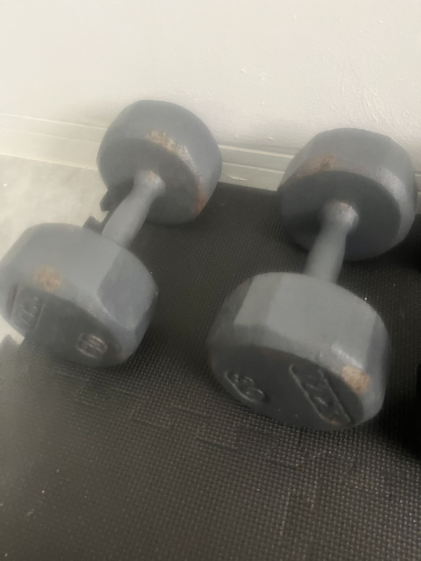Pair Of 30lb Steel Hex Dumbbells Total 60lb