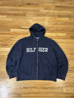 Y2K Tommy Hilfiger navy blue zip up hoodie Size large  #preppy #classic
