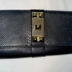 Black Crocodile Leather Vince Camuto Clutch