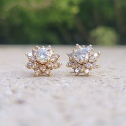 14K Gold 1.92 CT Diamond Earrings (Jewelry Box Included)