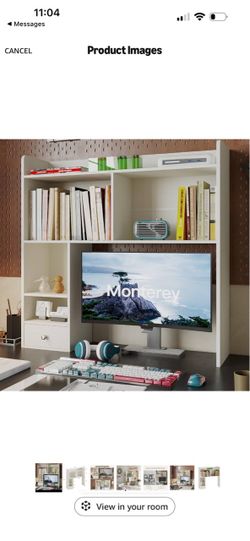 Countertop Desk Hutch, 1 Drawer,for Computer Desk, Desk Shelf Organizer, Dorm Office Home, White