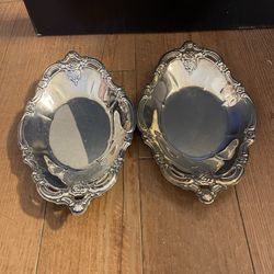 Antique Vintage Small Tray Silver plate Set of 2