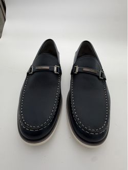 Men’s Blue Designer Loafers Slip-On Dress Shoes Casual Luxury Size 9.5