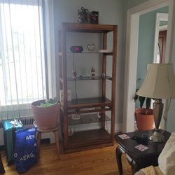 Wood Cabinet With Glass Shelves