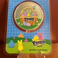 1 oz .999 Silver PEEPS® Easter Basket Round – Colorized (Limited 2,500) 🐥