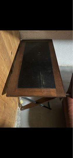 Wood Table with Black Inset Top