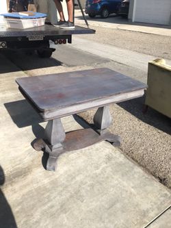 Antique French oak table/desk with drawer - grey washed
