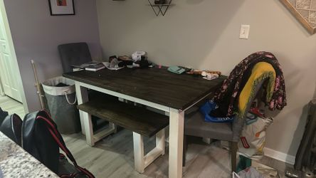 Solid Wood Table And Bench Set