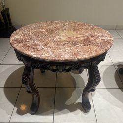 Rose Marble End Tables Matching Set 
