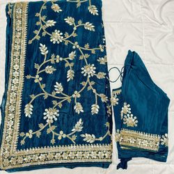 Pure Georgette Silk Handwork Saree With Readymade Blouse 