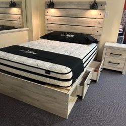 Bedroom Set Queen or King Bed Dresser Nightstand Mirror Chest Options 