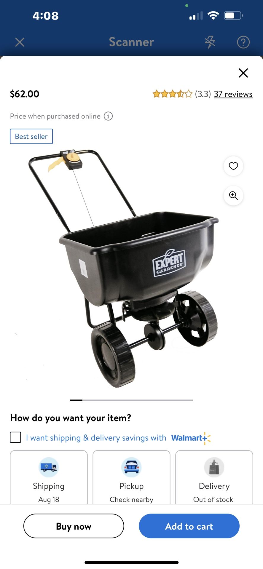 Expert Gardener Push Spreader 15000 Sqft