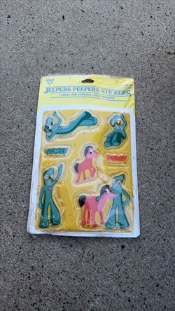 👀 Vintage 1984 Gumby & Pokey Jeepers Peepers Stickers! 💚💗